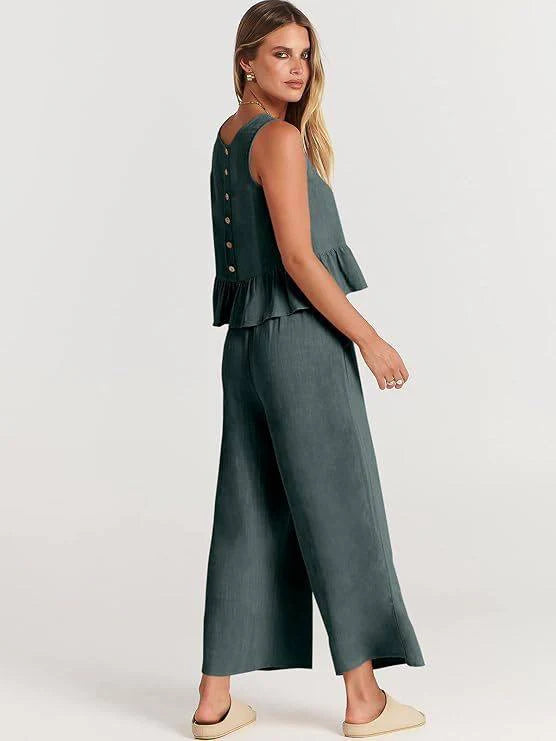 Conjunto de dos piezas con volantes para mujer