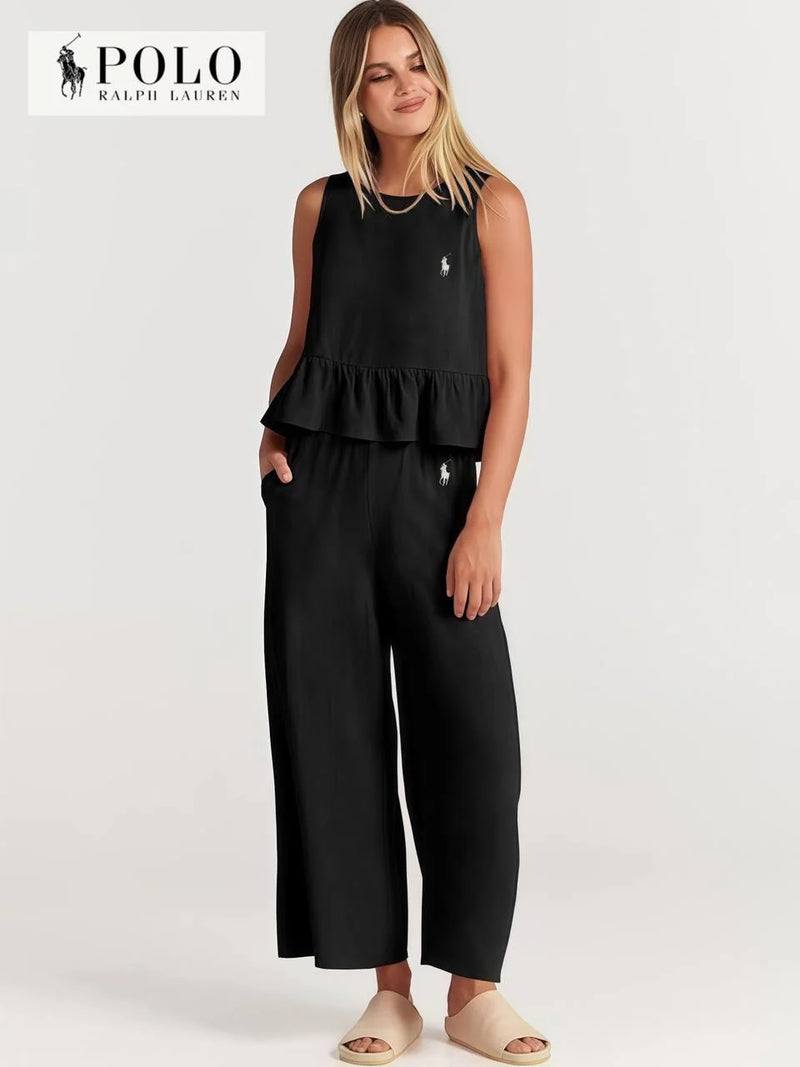 Conjunto de dos piezas con volantes para mujer