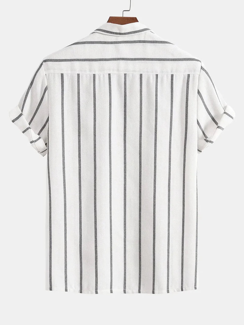 Conjunto de Camisa Cubana a Rayas y Shorts para Hombre
