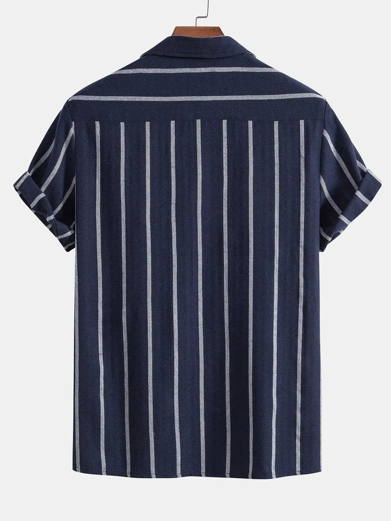 Conjunto de Camisa Cubana a Rayas y Shorts para Hombre